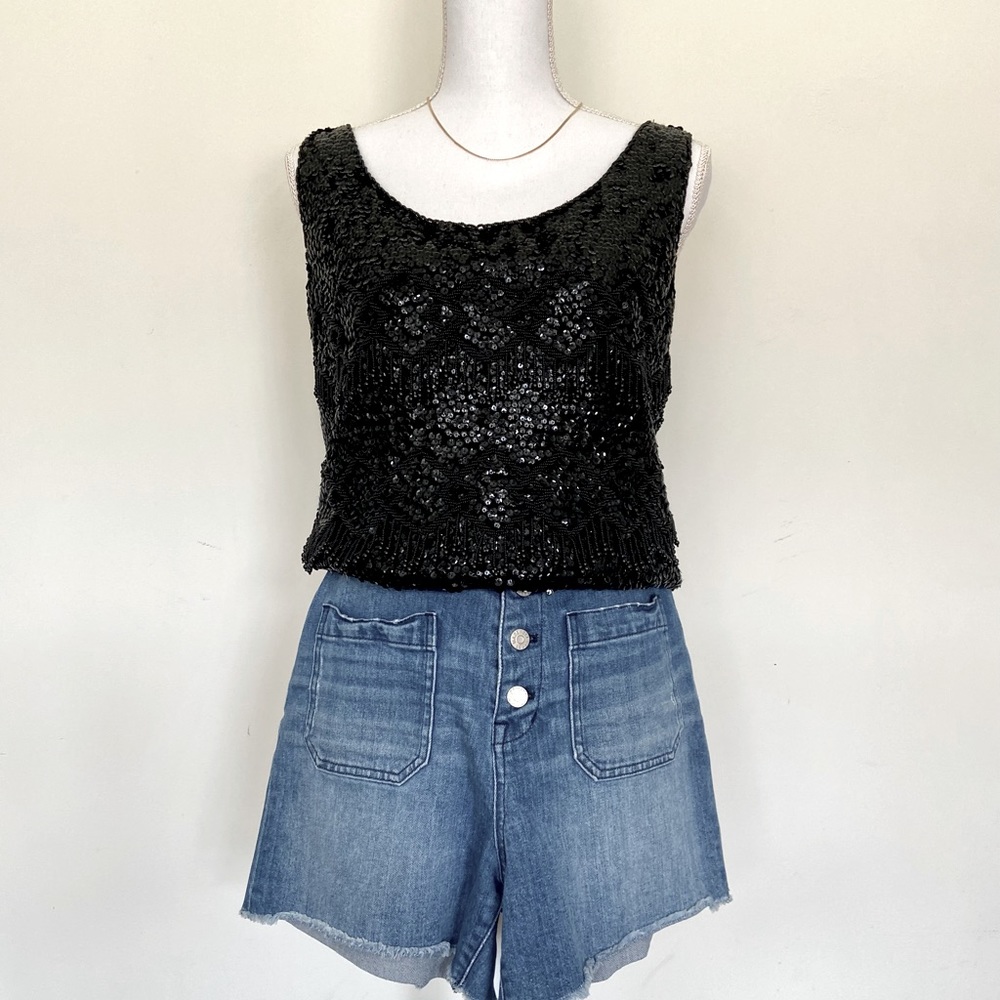 SOLD Vintage Black Sequin Tank Top